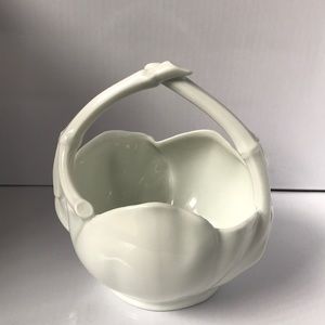 LIMOGES FRANCE WHITE PORCELAIN BASKET / CANDY DISH